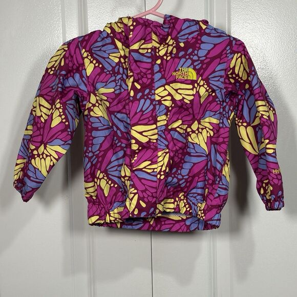 North Face Infant Girls Jacket 6-12M Pink Purple Floral Rain Windbreaker Coat - Picture 1 of 8